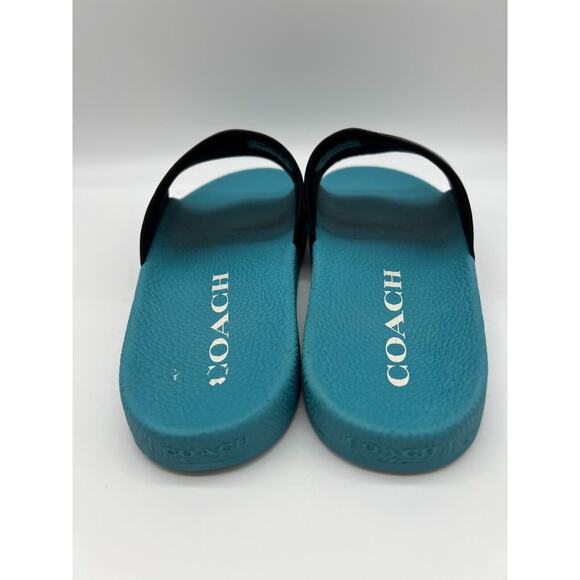 Coach Women's Udele Sport Slide Bird Printed Black Blue C6965 Size 10B - Picture 9 of 12